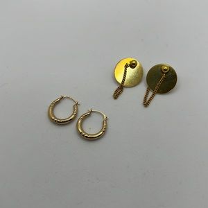 Gold colour earrings stud set